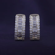 Round and Baguette 0.50 Carat Lab Grown Diamond Huggie Hoop Earrings for women