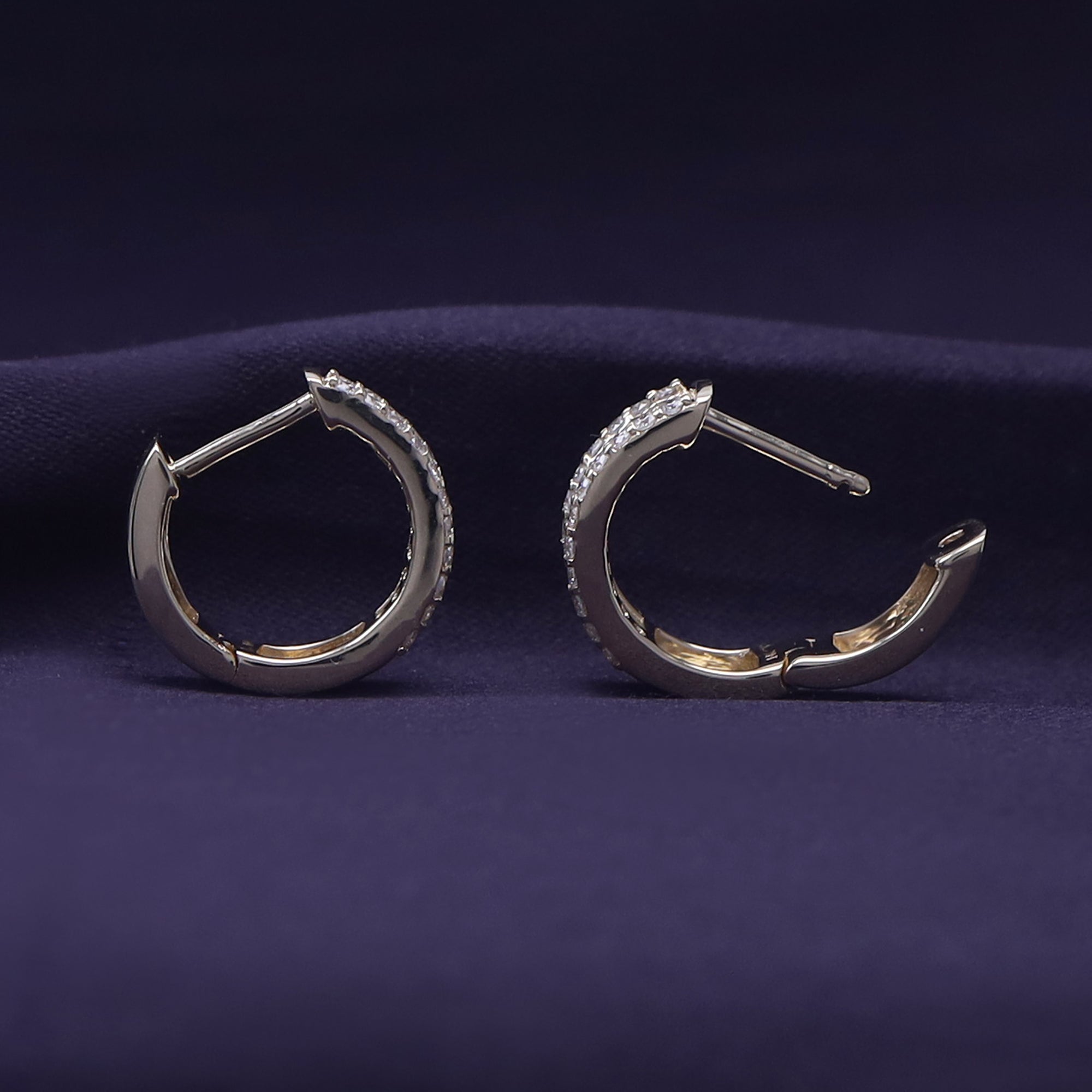 Round and Baguette 0.50 Carat Lab Grown Diamond Huggie Hoop Earrings for women