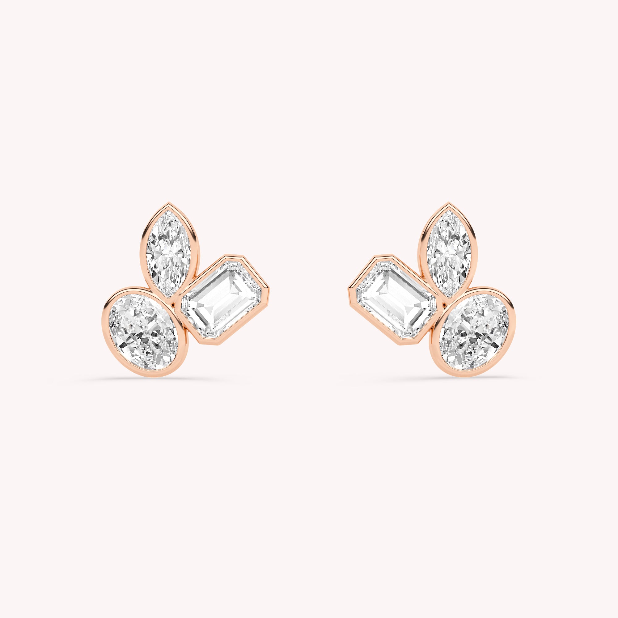 Lila Three Stone Stud Earrings