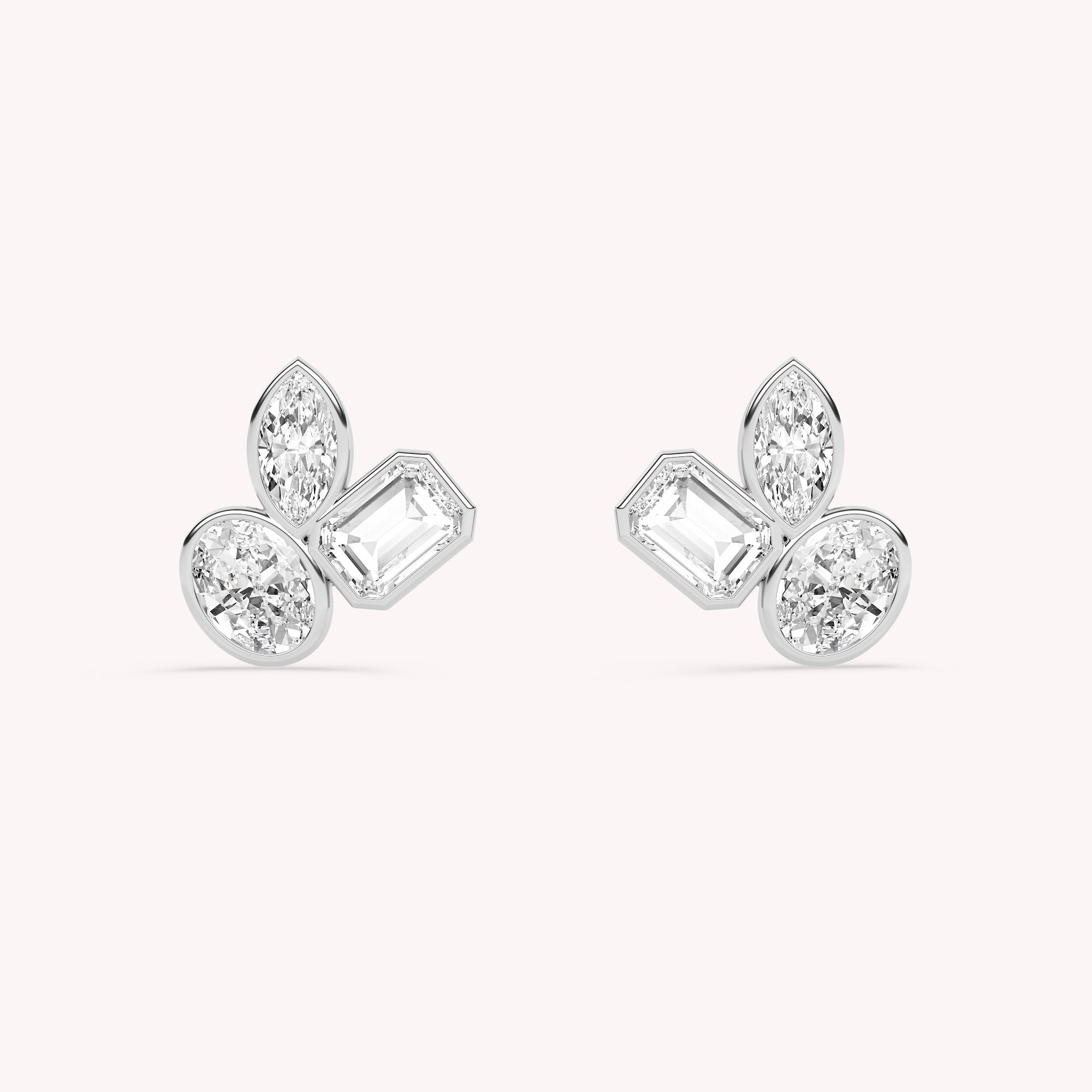 Lila Three Stone Stud Earrings