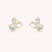 Lila Three Stone Stud Earrings