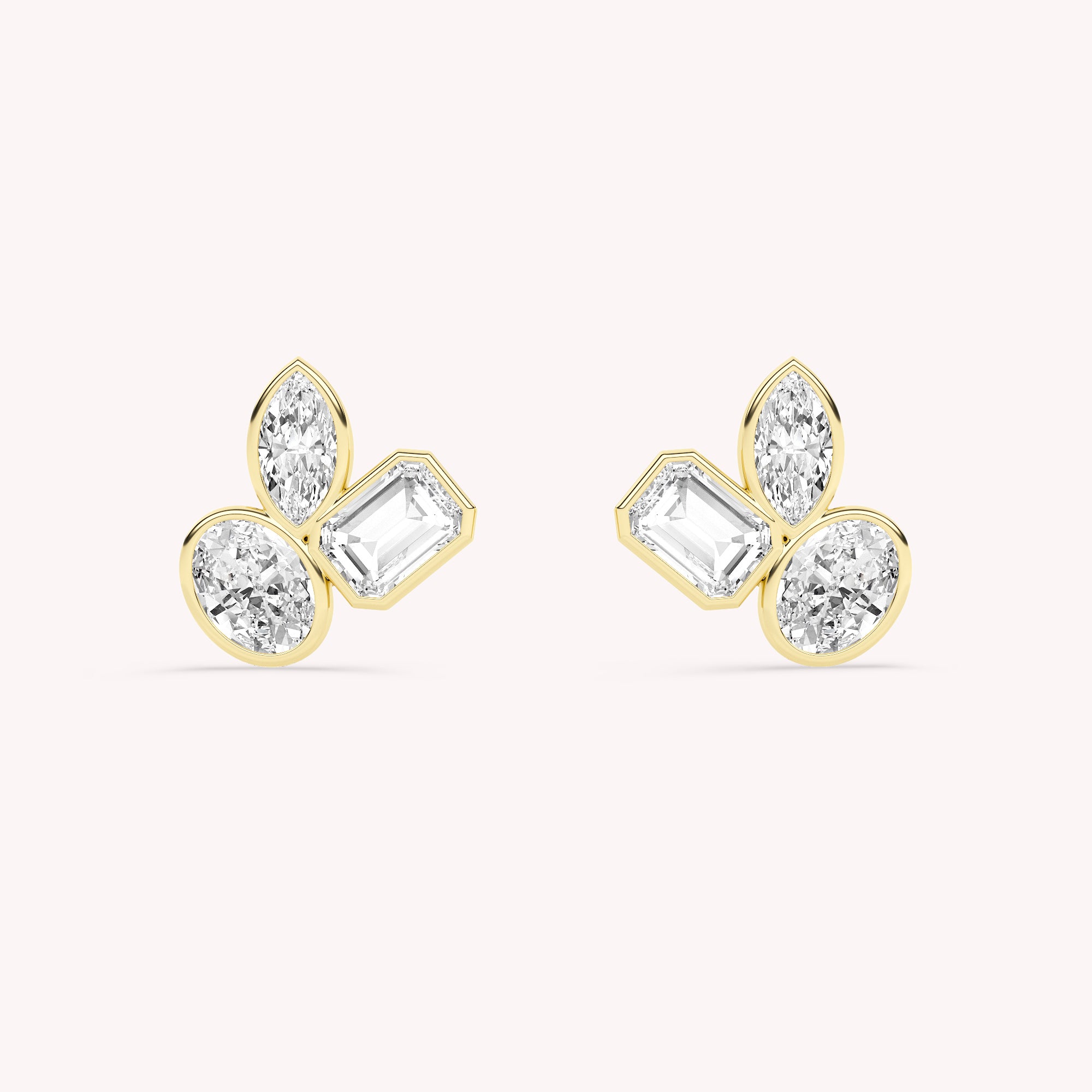 Lila Three Stone Stud Earrings