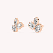 Lila Three Stone Stud Earrings