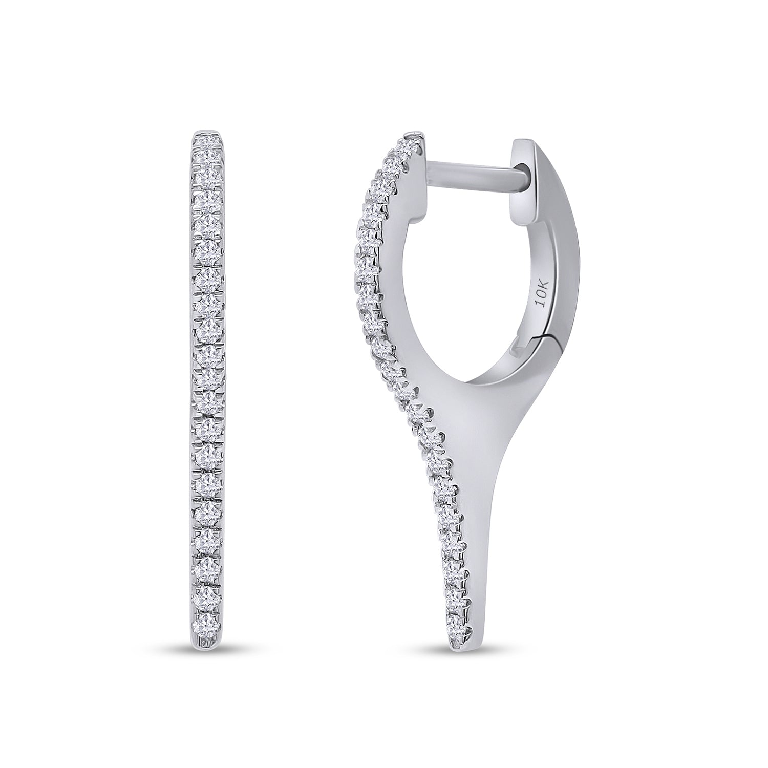 Dagger Drop Hoop White Cubic Zirconia Earring (Height 19.50 MM & Width 10.90 MM)