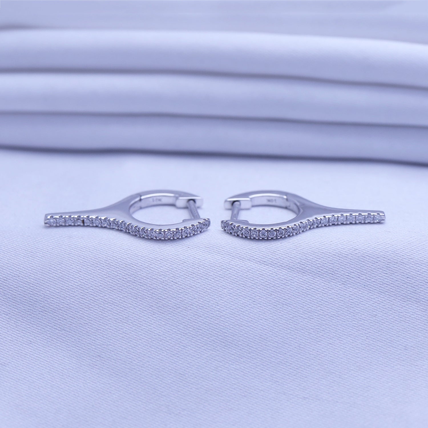 Dagger Drop Hoop Moissanite Earrings (Height 19.50 MM & Width 10.90 MM)