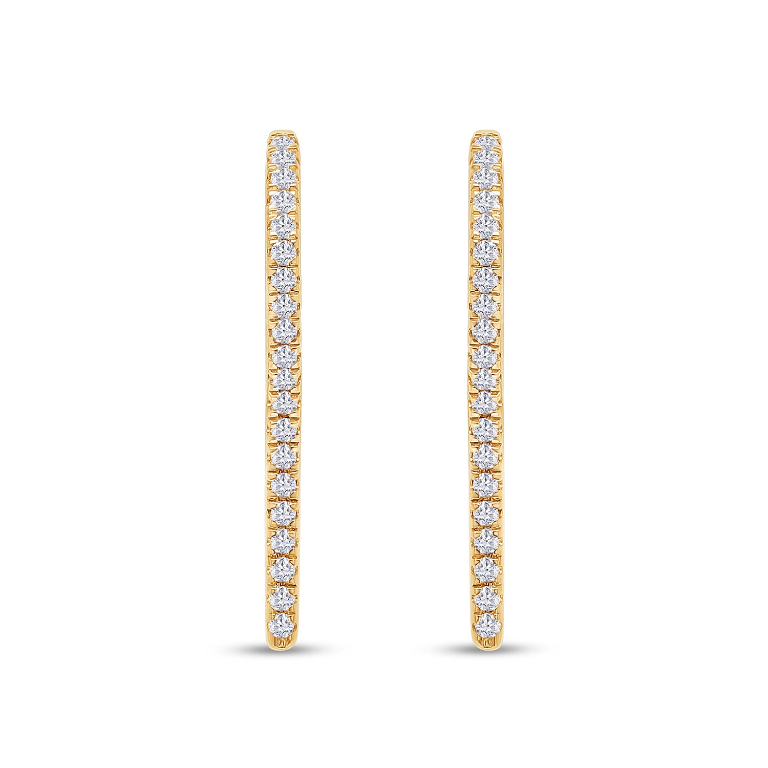 Dagger Drop Hoop White Cubic Zirconia Earring (Height 19.50 MM & Width 10.90 MM)