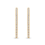 Dagger Drop Hoop White Cubic Zirconia Earring (Height 19.50 MM & Width 10.90 MM)