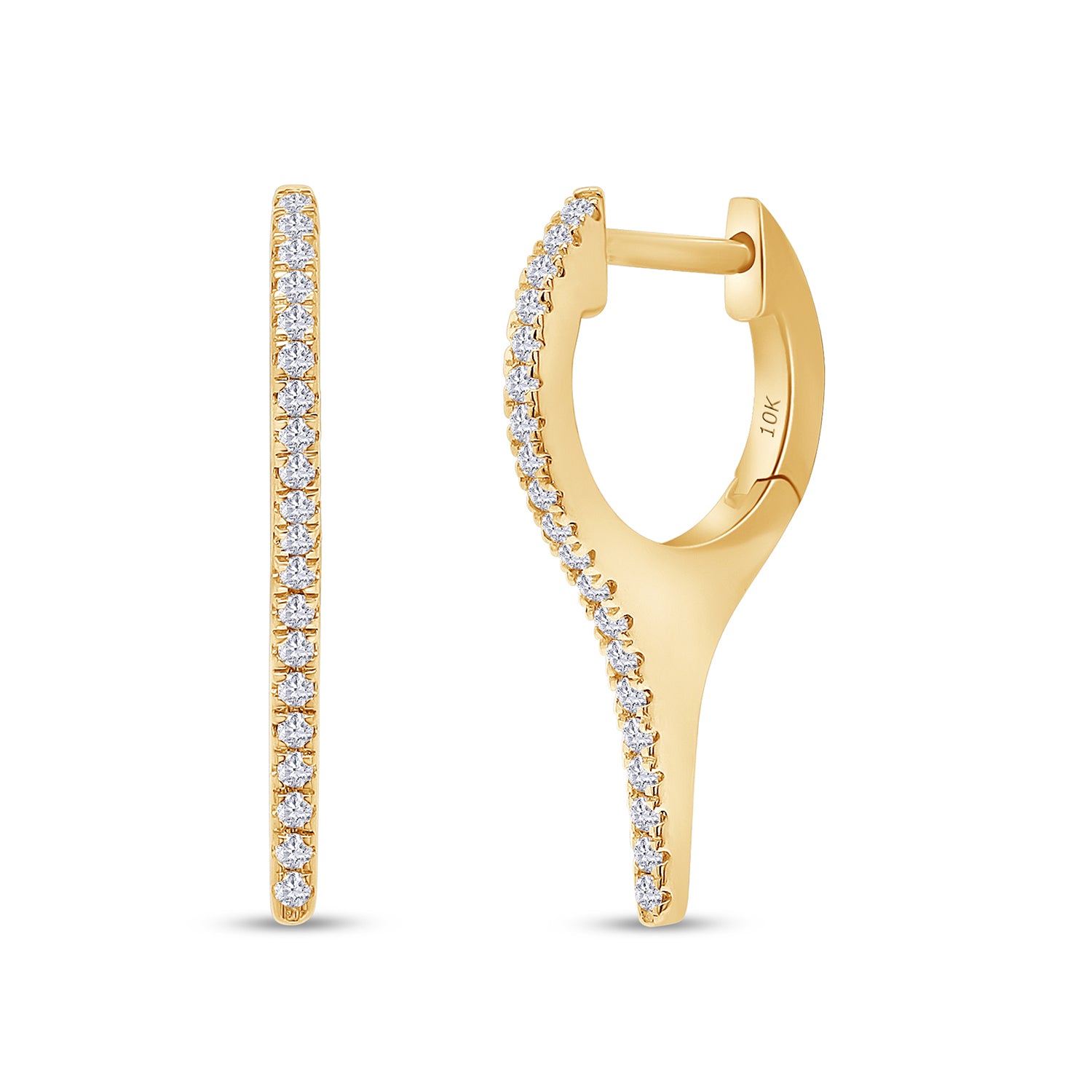 Dagger Drop Hoop White Cubic Zirconia Earring (Height 19.50 MM & Width 10.90 MM)