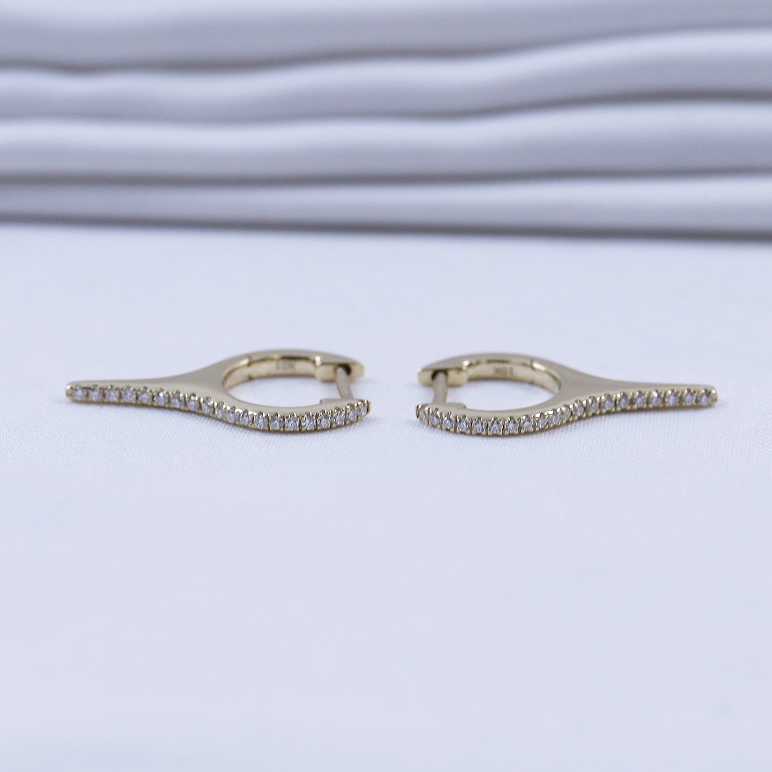 Dagger Drop Hoop Moissanite Earrings (Height 19.50 MM & Width 10.90 MM)