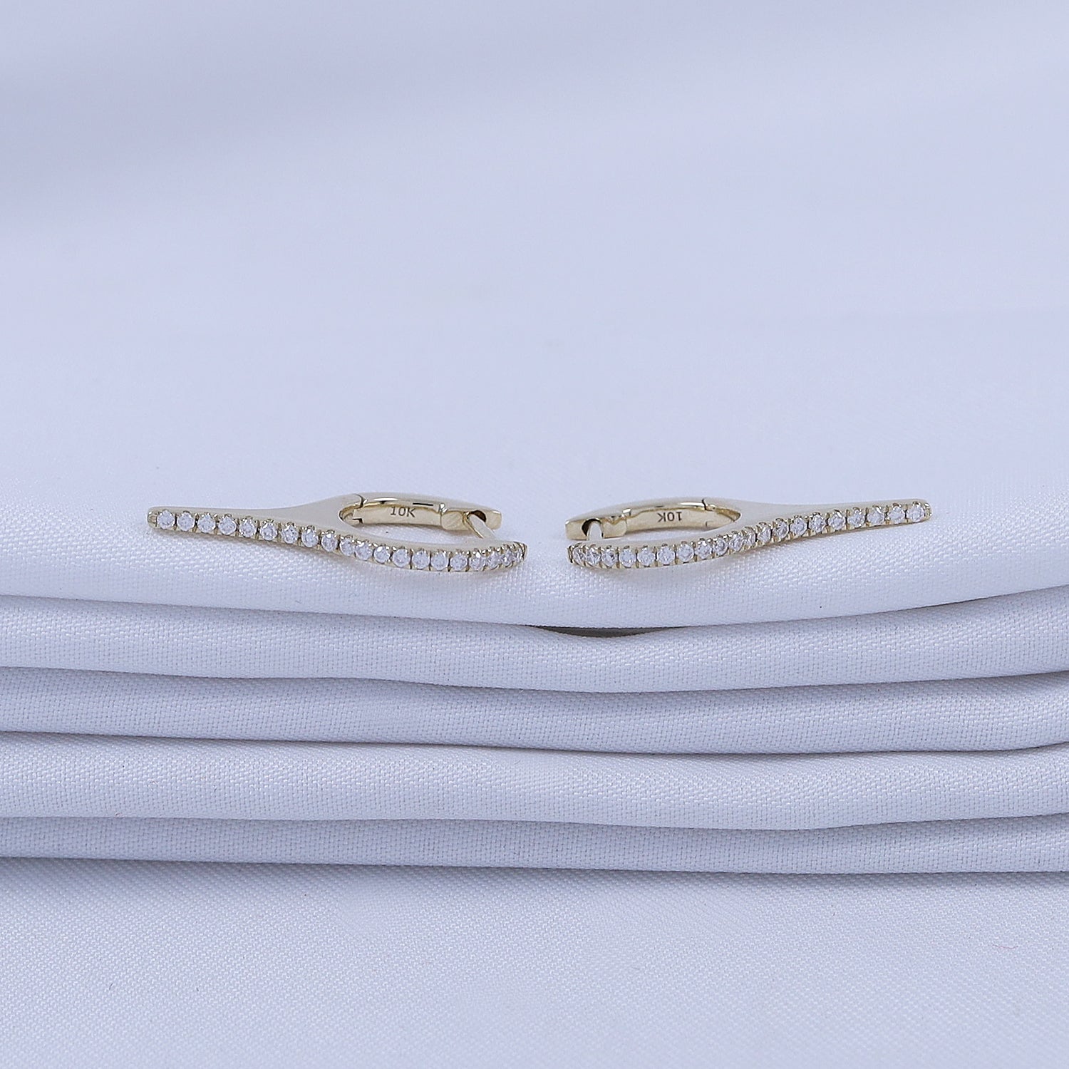 Dagger Drop Hoop Earrings In White Cubic Zirconia (Height 21.50MM & Width 10.90MM)