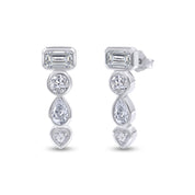 Linear Drop Multi Shape Stud Earrings 19MM Height