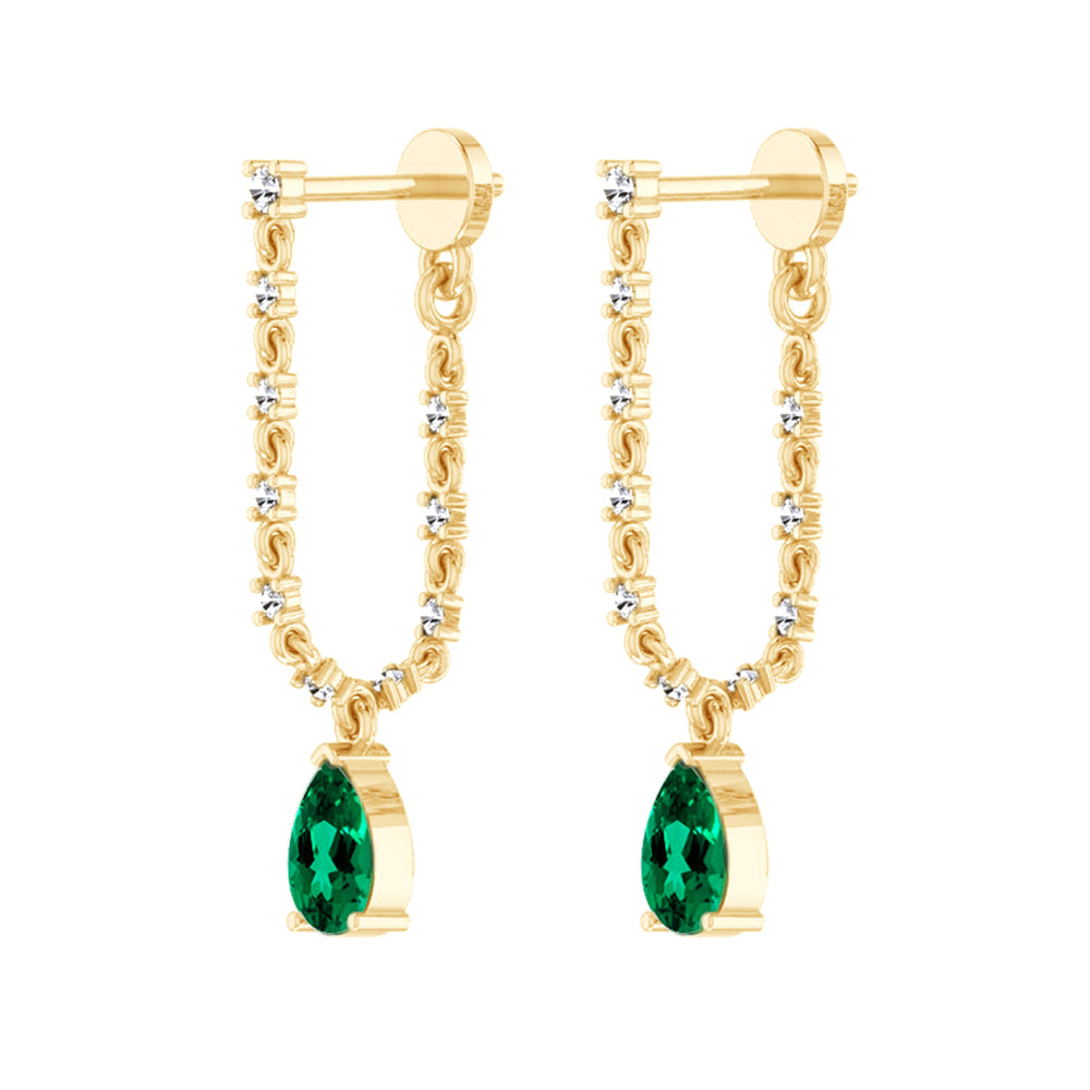 
                      
                        Drop Hoop Earrings, Pear Shape Simulated Green Emerald & White Cubic Zirconia Dangle Drop for Women Girls In 10K Solid Gold Stylish Jewelry Gift
                      
                    