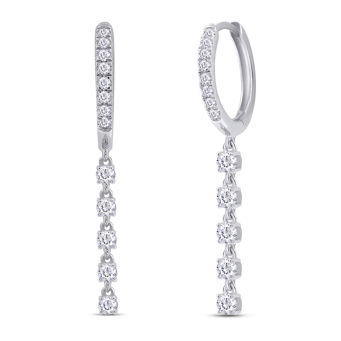 Huggie Hoop Earrings For Women, Round Shape Lab Created Moissanite Diamond Drop Earrings In 10K Solid Gold Jewelry