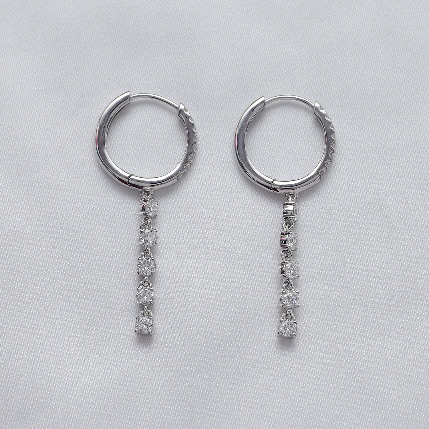 Huggie Hoop Drop Earrings Lab Created Moissanite