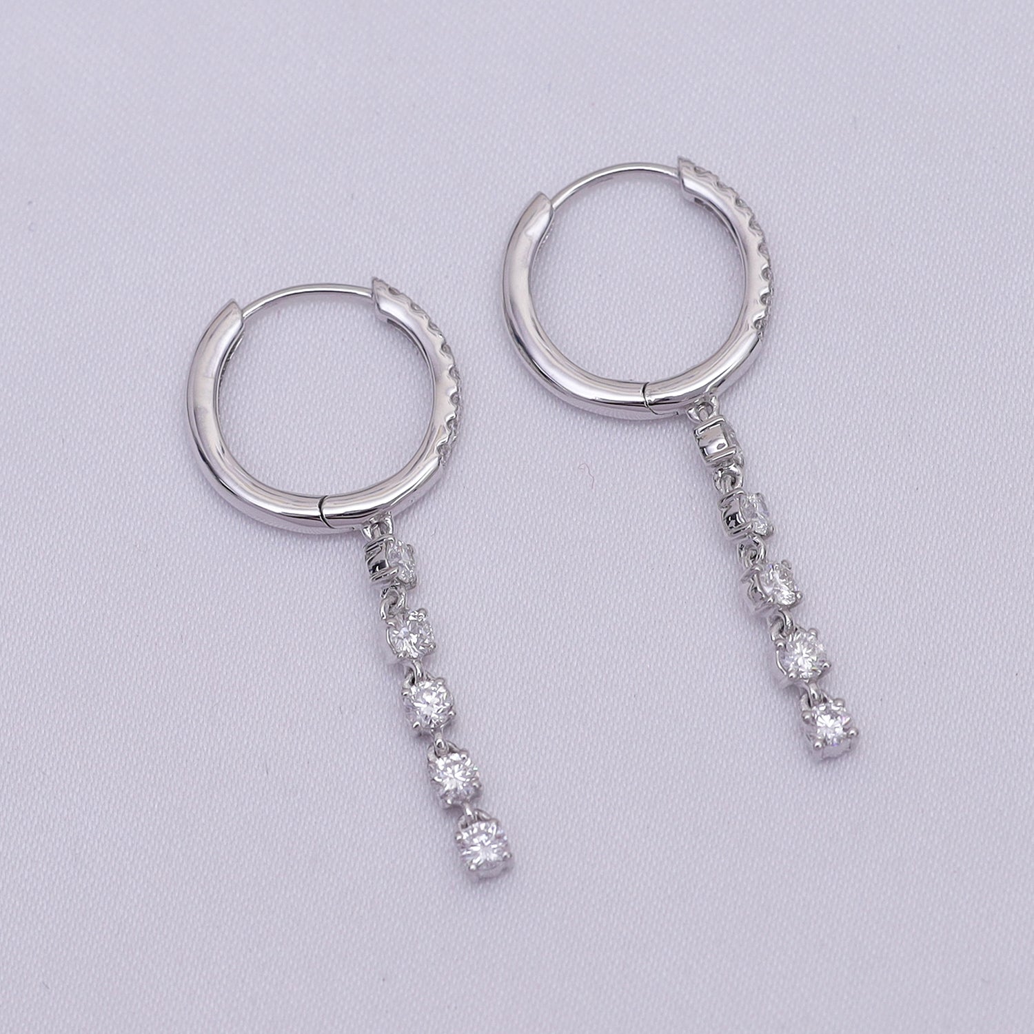 Huggie Hoop Drop Earrings Lab Created Moissanite