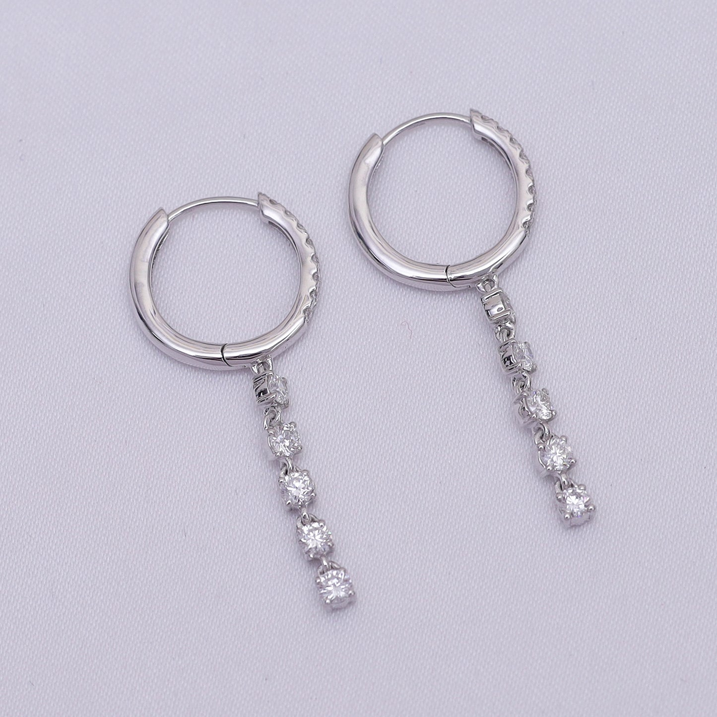 Huggie Hoop Earrings For Women, Round Shape Lab Created Moissanite Diamond Drop Earrings In 10K Solid Gold Jewelry