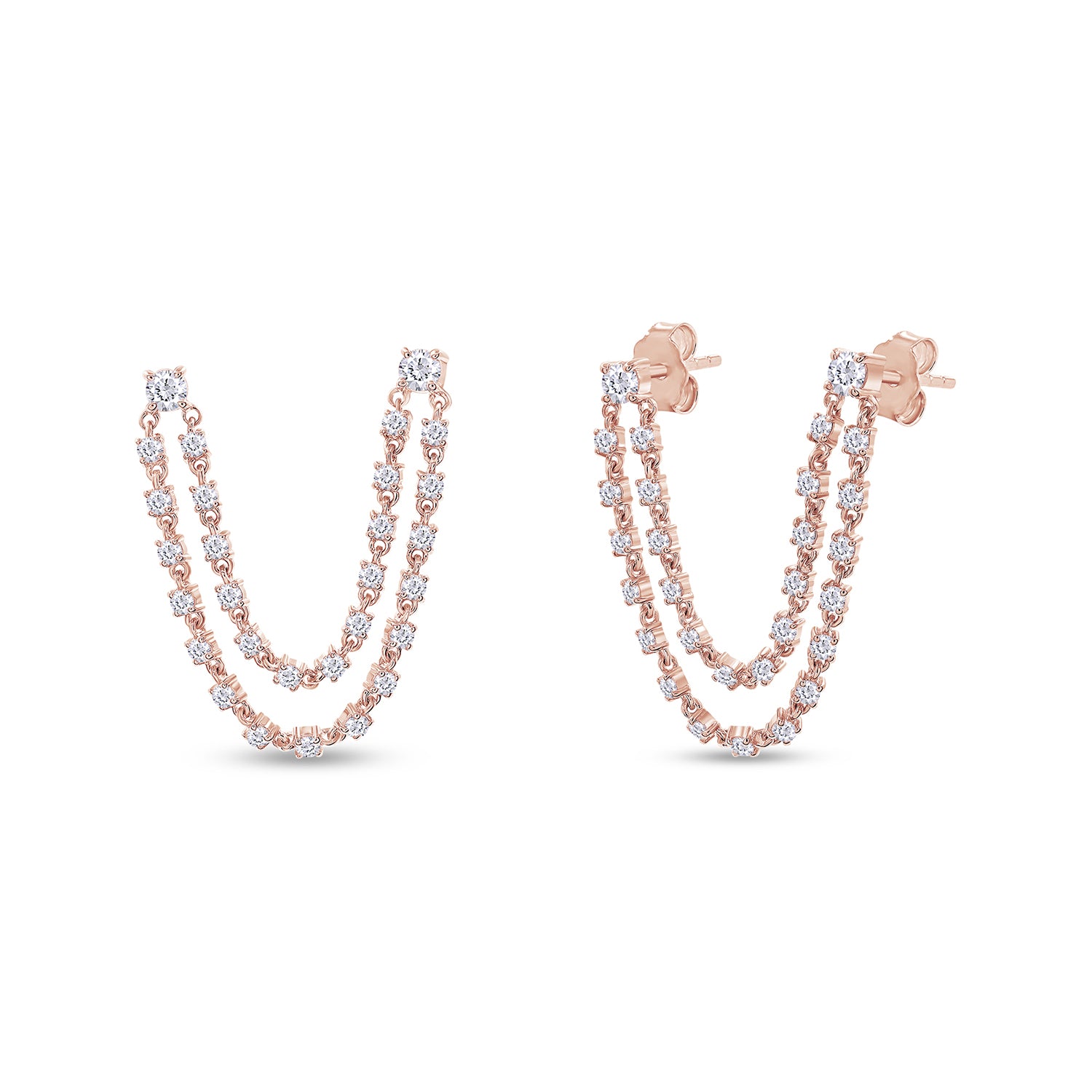 Lariat Drop Stud Earrings Lab Created Moissanite