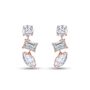 Lab Grown Diamond 3-Stone Dangle Stud Earrings