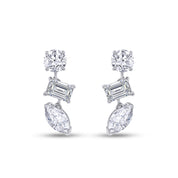 Lab Grown Diamond 3-Stone Dangle Stud Earrings