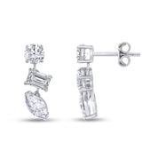 Lab Grown Diamond 3-Stone Dangle Stud Earrings