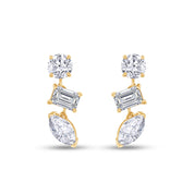 Lab Grown Diamond 3-Stone Dangle Stud Earrings