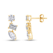 Lab Grown Diamond 3-Stone Dangle Stud Earrings