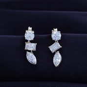 Lab Grown Diamond 3-Stone Dangle Stud Earrings