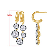 Two Tone Dangle Drop Chain Earring Lab Created Moissanite