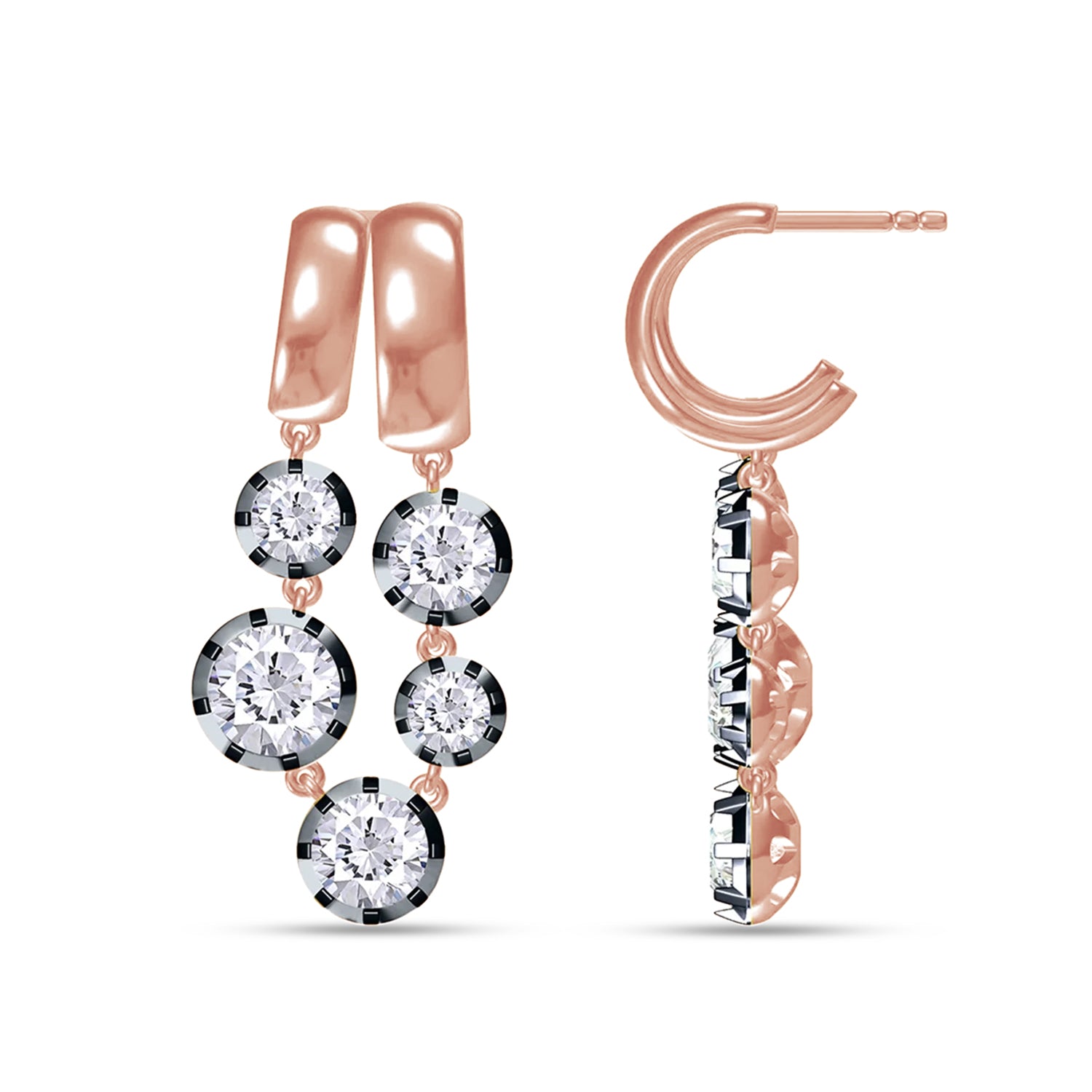 Two Tone Dangle Drop Chain Earring Lab Created Moissanite
