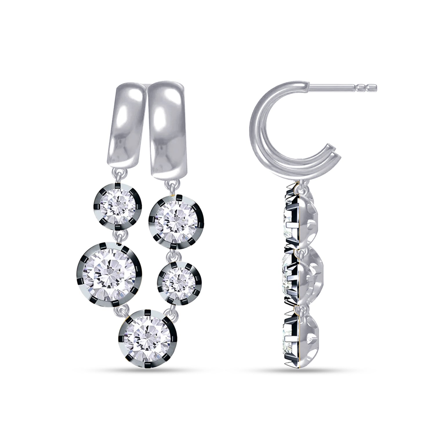 Two Tone Dangle Drop Chain Earring Lab Created Moissanite