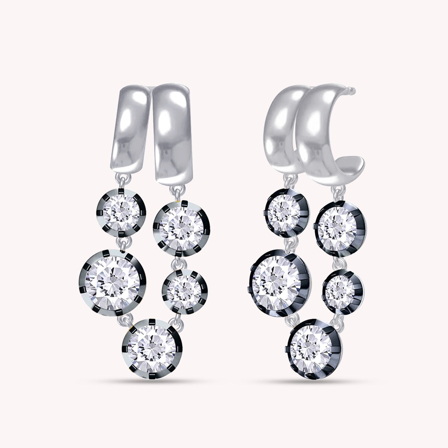 Two Tone Dangle Drop Chain Earring Lab Created Moissanite