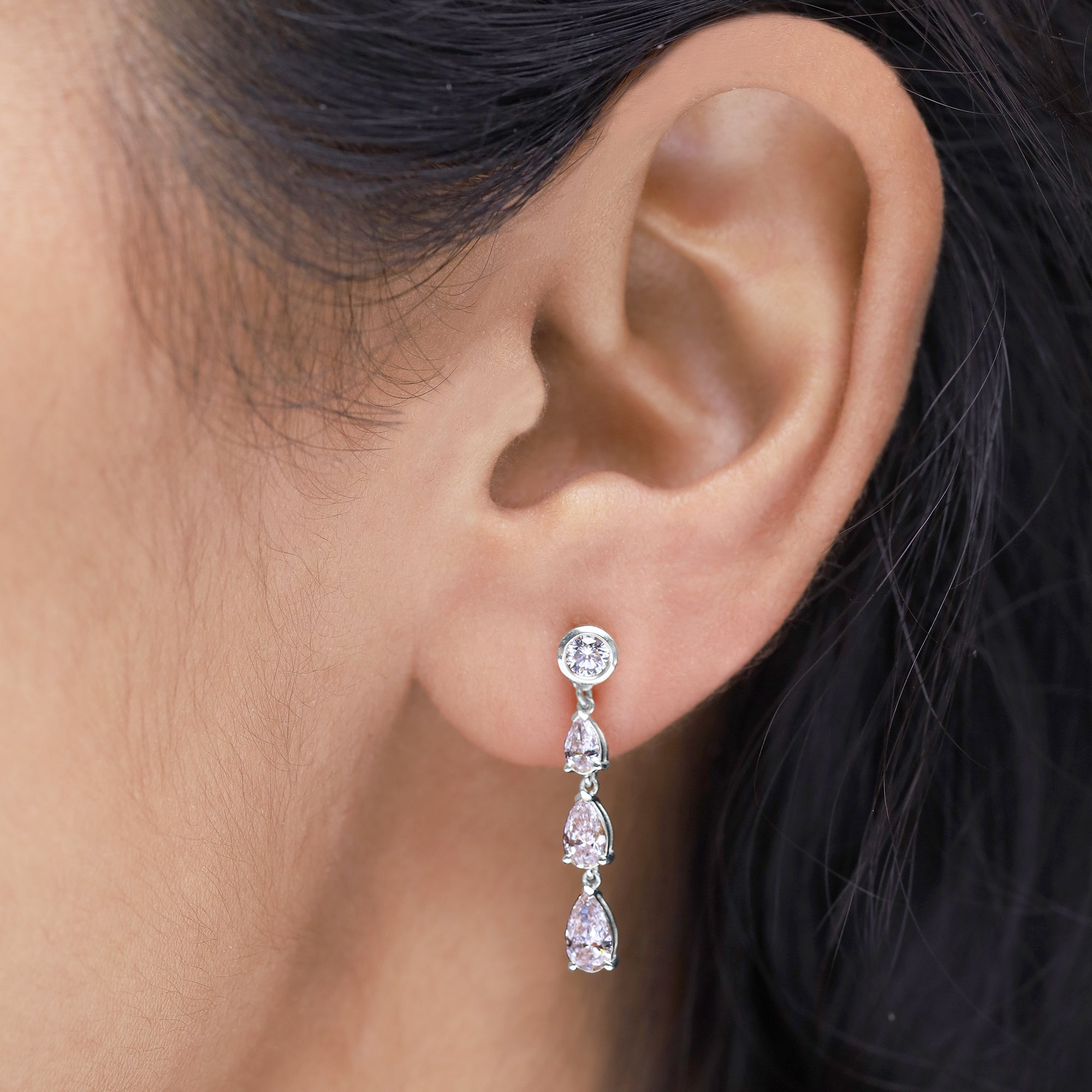 Lab Created Moissanite Glamorous Degrade Dangling Earrings