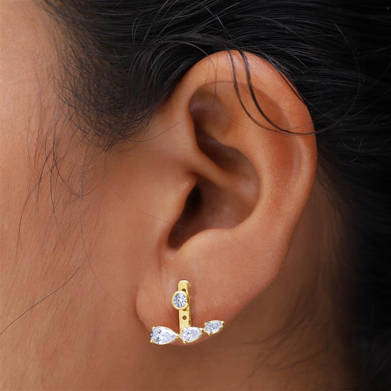 Pear Shape 3 Stone Add on Lab Grown Diamond Stud Earrings