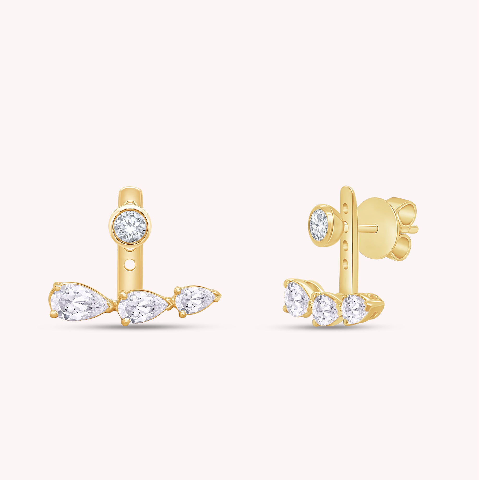 Pear Shape 3 Stone Add on Lab Grown Diamond Stud Earrings