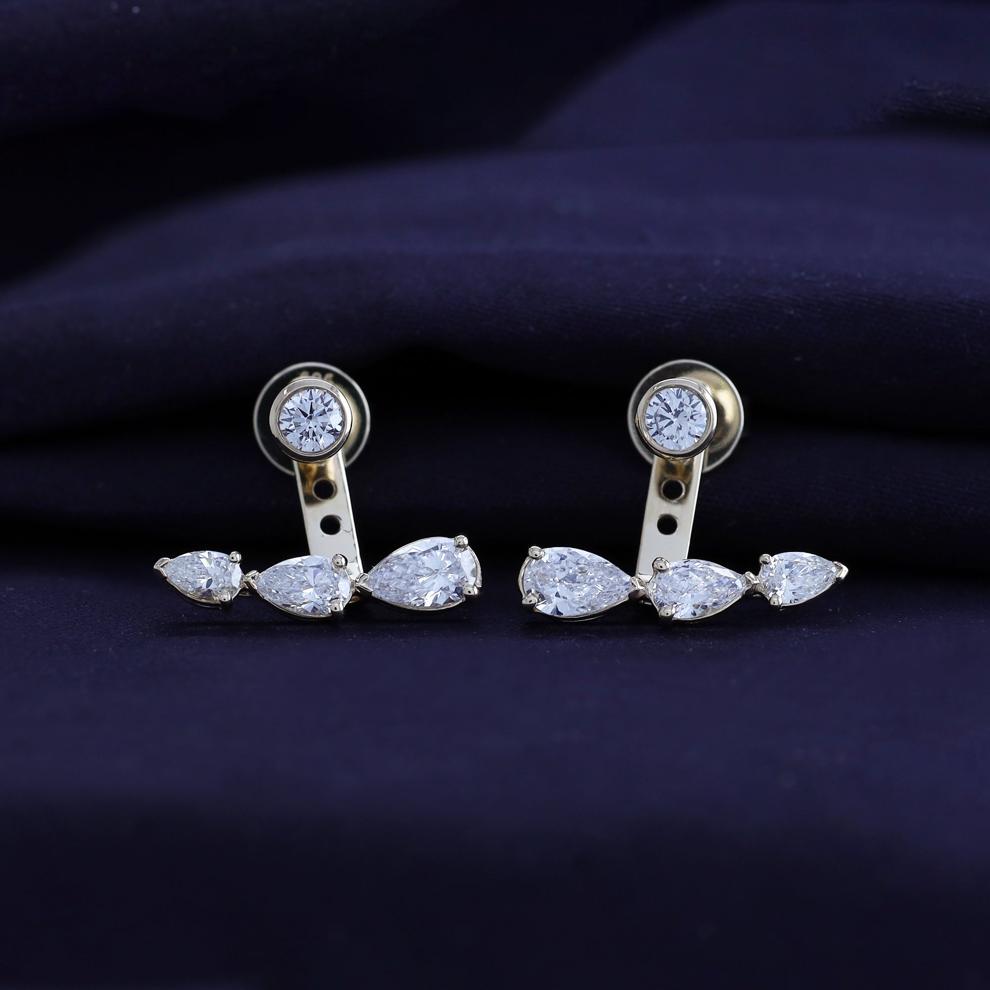 Pear Shape 3 Stone Add on Lab Grown Diamond Stud Earrings