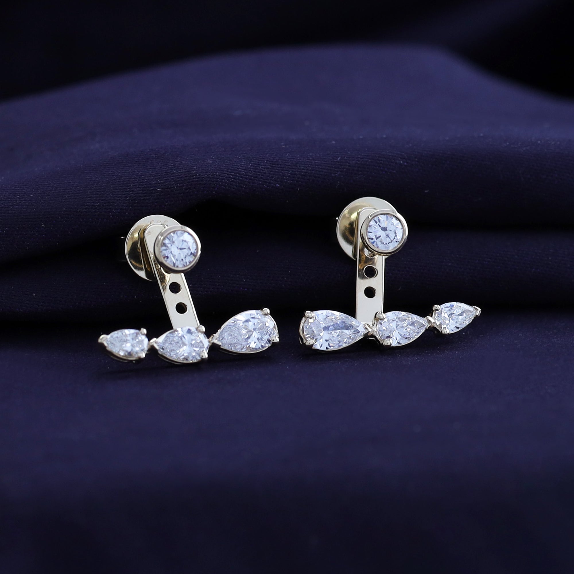 Pear Shape 3 Stone Add on Lab Grown Diamond Stud Earrings