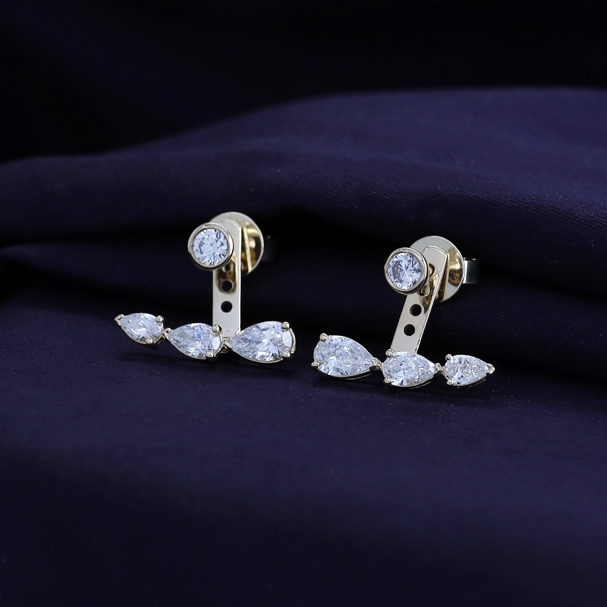 Pear Shape 3 Stone Add on Lab Grown Diamond Stud Earrings
