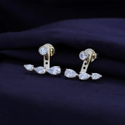 Pear Shape 3 Stone Add on Lab Grown Diamond Stud Earrings