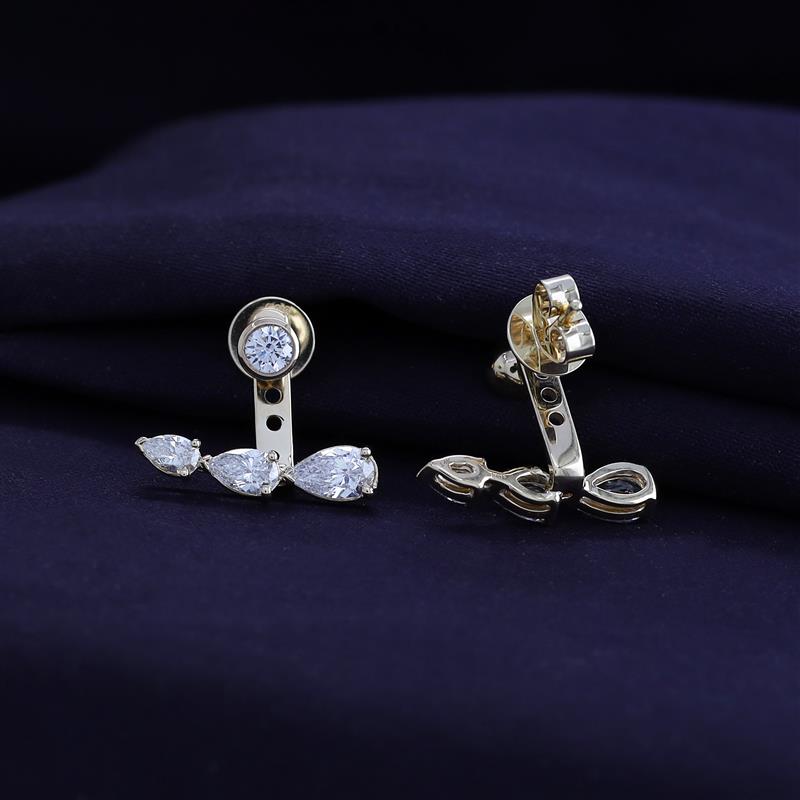 Pear Shape 3 Stone Add on Lab Grown Diamond Stud Earrings