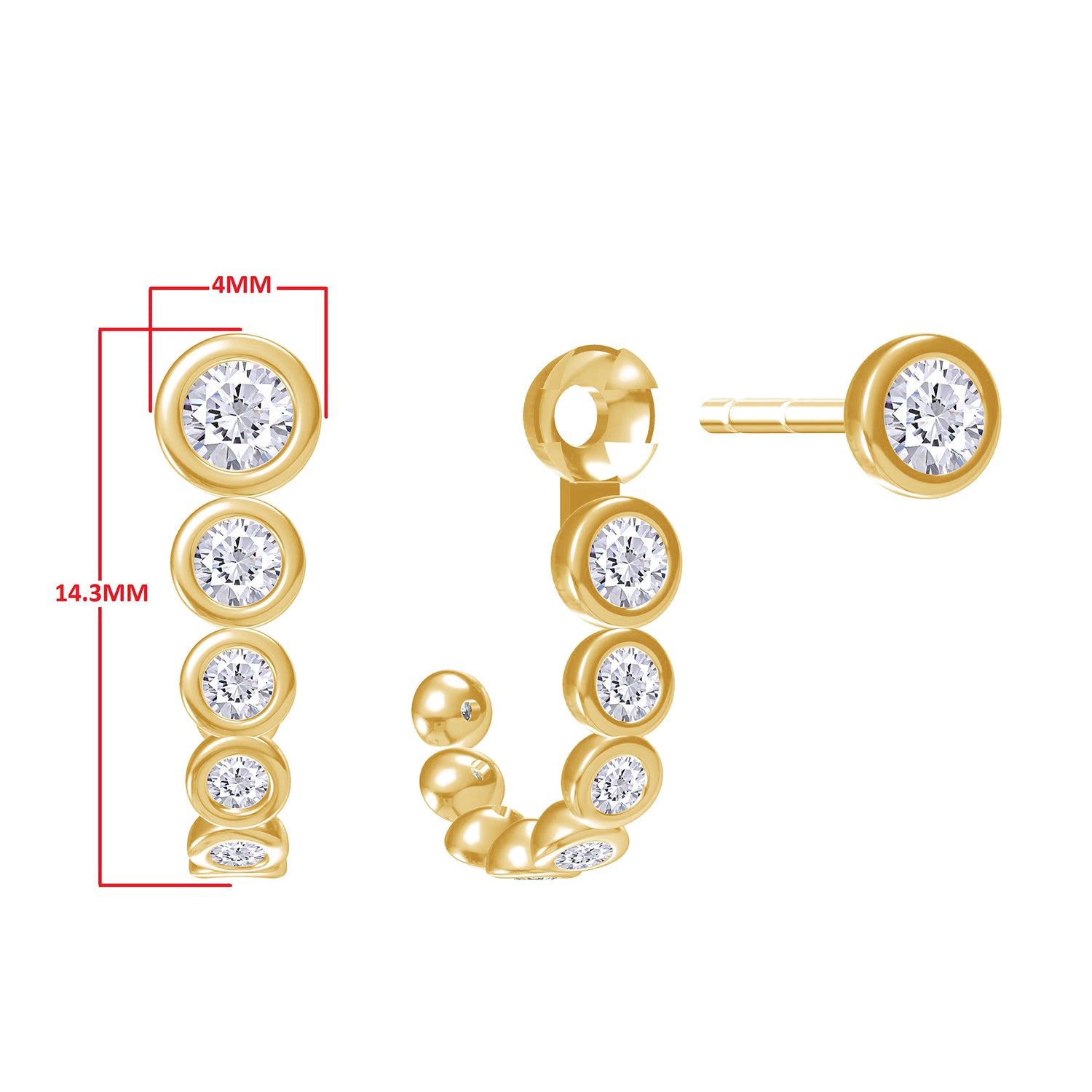 Lab Grown Diamond Add On Semi-Hoop Earrings