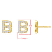 Personalized Initial Letter " B" Or "J " Stud Earrings In Lab Grown Diamond