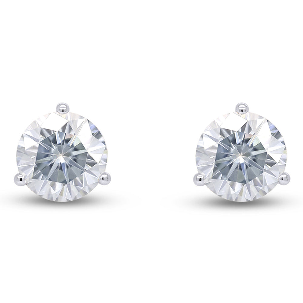 2 Cttw to 5.50 Cttw Lab Created Moissanite Diamond 3-Prong Martini Screw Back Stud Earrings In 10K Solid Gold For Women