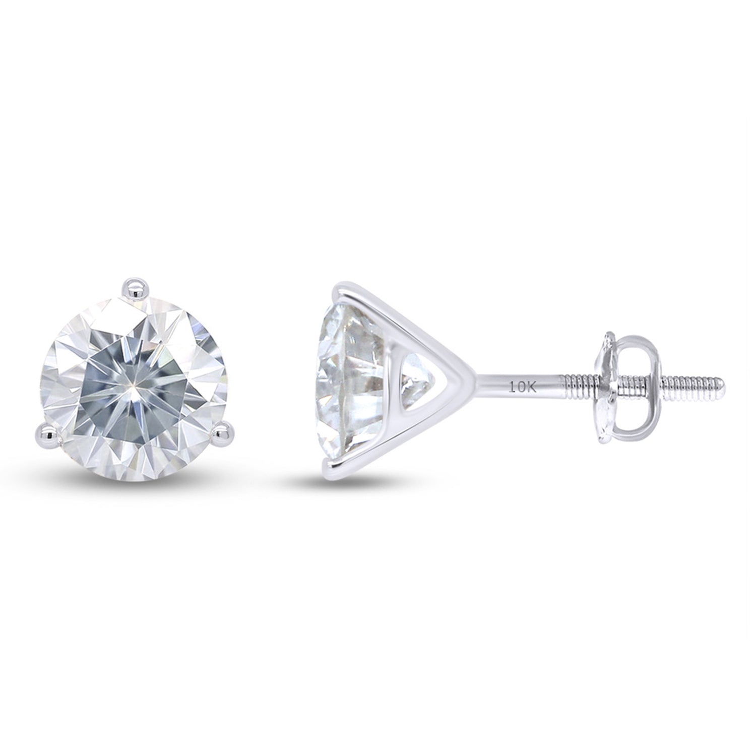 Lab Created Moissanite 3-Prong Martini Stud Earrings