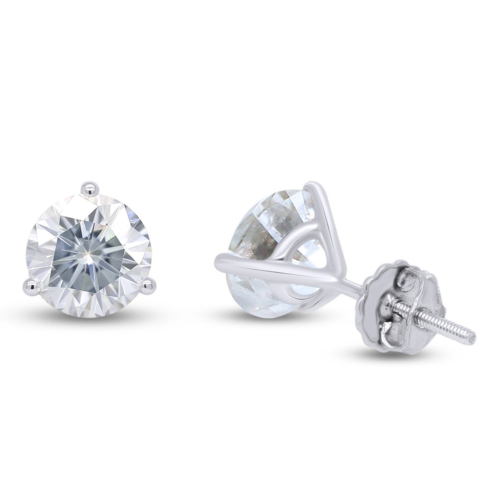 
                      
                        2 Cttw to 5.50 Cttw Lab Created Moissanite Diamond 3-Prong Martini Screw Back Stud Earrings In 10K Solid Gold For Women
                      
                    