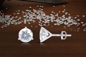 Lab Created Moissanite 3-Prong Martini Stud Earrings