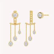 Chain Ear Jacket Lab Grown Diamond Dangle Earrings