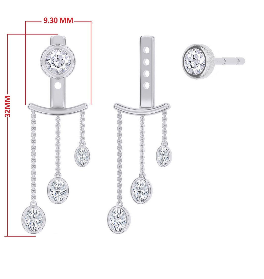 Chain Ear Jacket Lab Grown Diamond Dangle Earrings