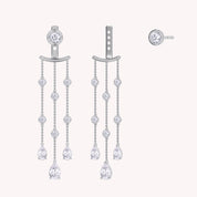 Chandelier Earrings for Women, Moissanite Tassel Style Long Drop Earrings