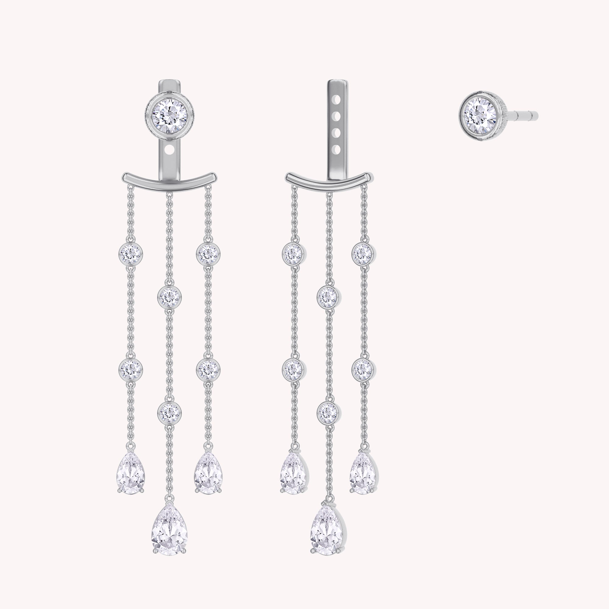 Chandelier Earrings for Women, Moissanite Tassel Style Long Drop Earrings