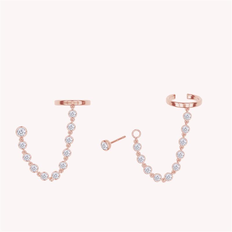 Lab Grown Diamond Yard Ear Cuff Earrings